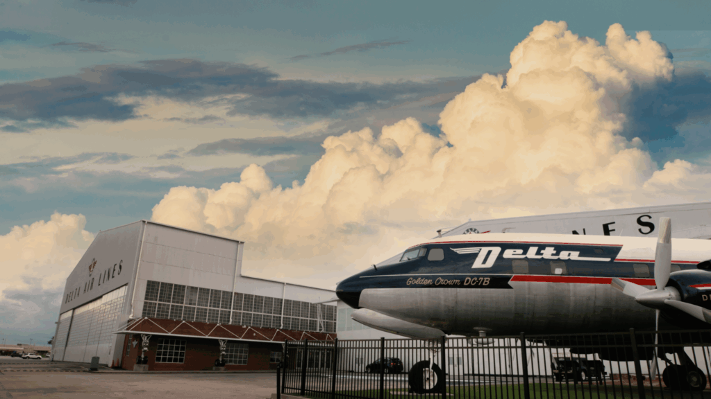 Delta Flight Museum immersive brand destination, showcasing aviation heritage with interactive storytelling.